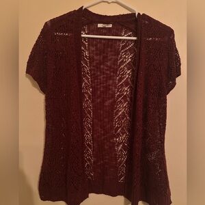 Short Sleeve Lace Knit Cardigan